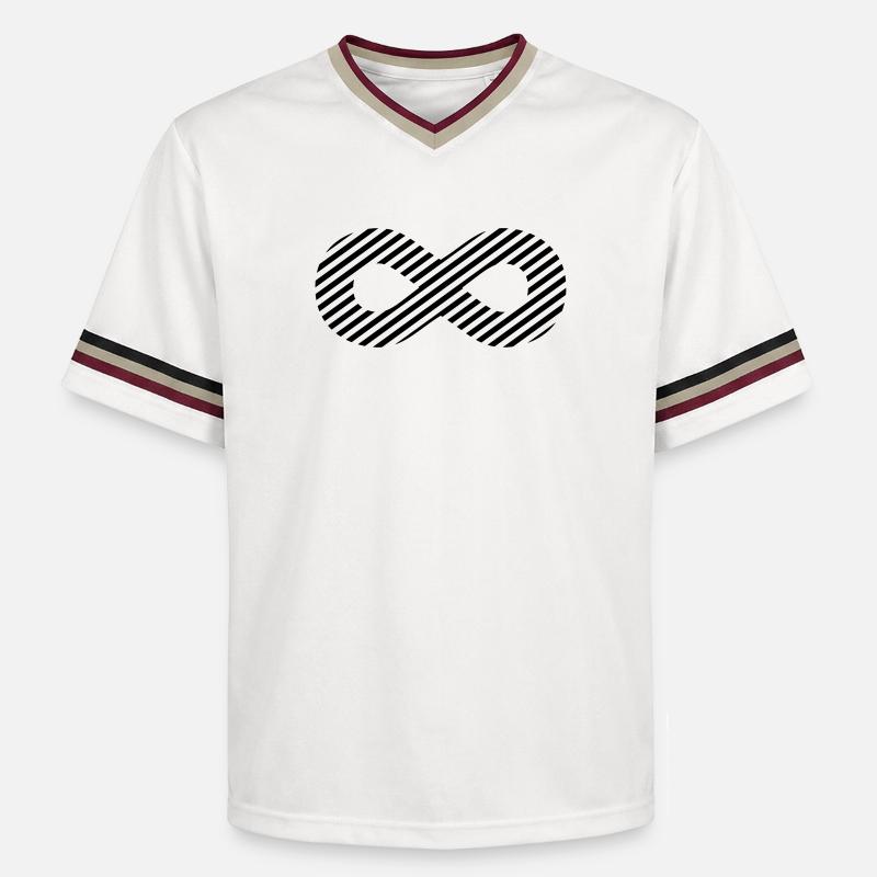 Signe de l'infini - rayures de modèle - T-shirt de foot unisexe en mesh - blanc cassé/bordeaux
