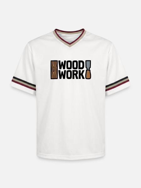 Wood Work Lettering Logo - Unisex Football Style Mesh T-Shirt - offwhite/burgundy