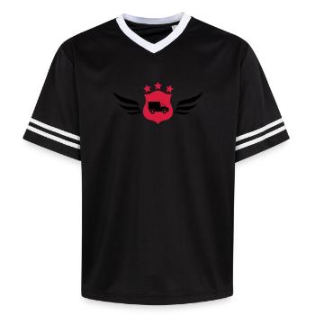 frachtführer / möbelpacker / mover / bewegen - Unisex Football Style Mesh T-Shirt - Offwhite/Bordeaux - Vorne - AI Model Male 178 light (178cm) & AI Model Male 178 dark (178cm)