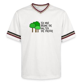 I like trees that keep their mouths shut - Unisex Football Style Mesh T-Shirt - offwhite/burgundy - Front - AI Model Male 178 light (178cm) & AI Model Male 178 dark (178cm)