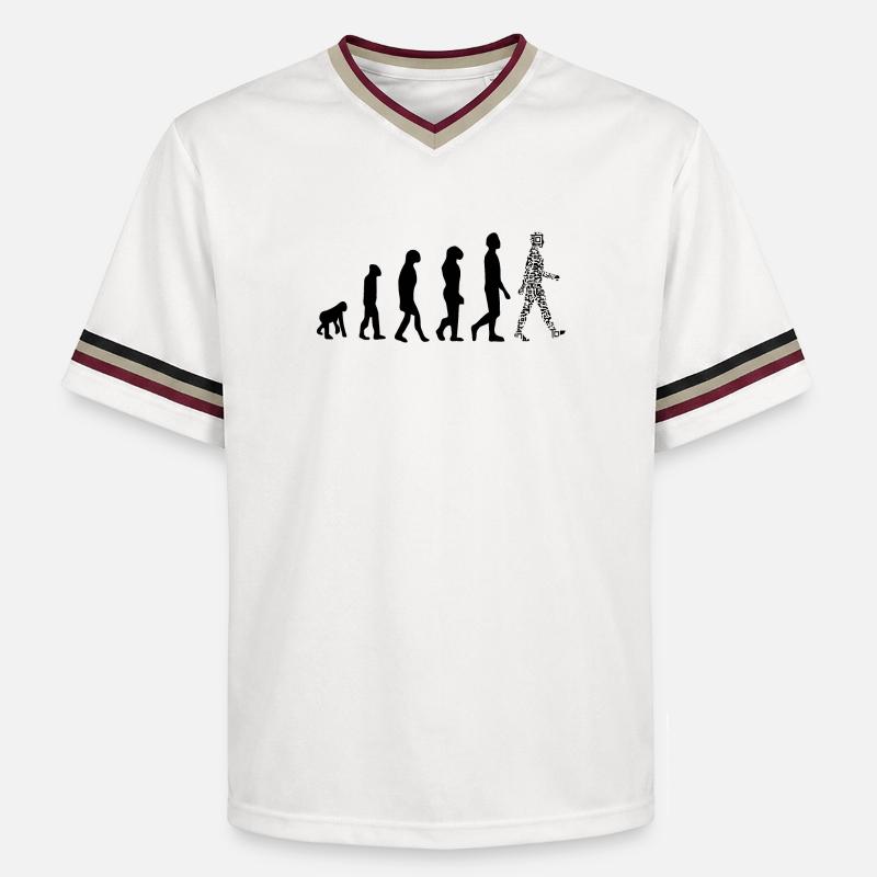 Evolution QR code - Humour pass sanitaire - T-shirt de foot unisexe en mesh - blanc cassé/bordeaux
