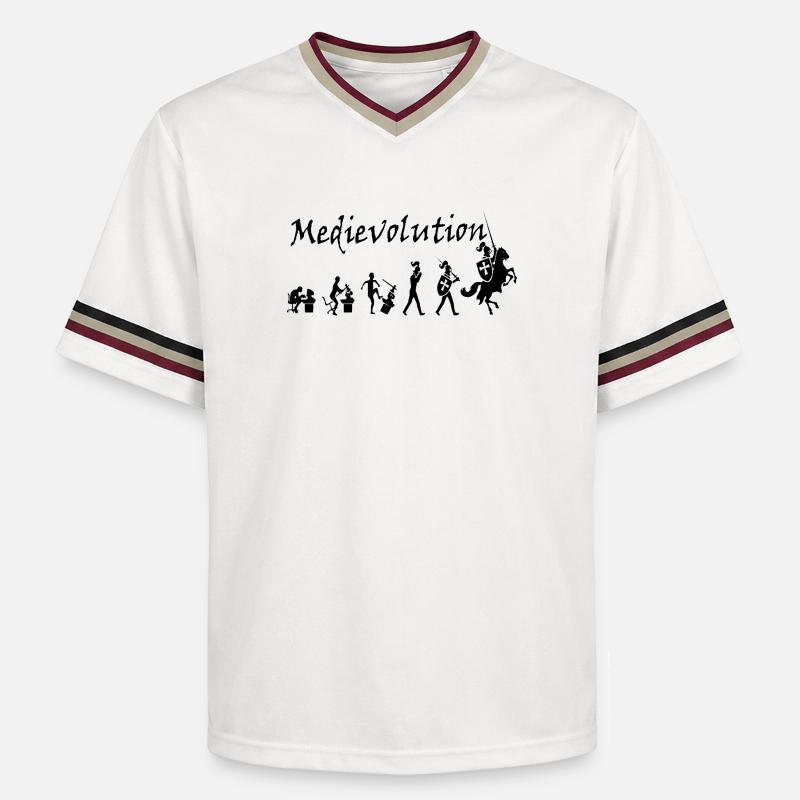 Medievolution – L’évolution médiévale - Unisex Football Style Mesh T-Shirt - blanc cassé/bordeaux