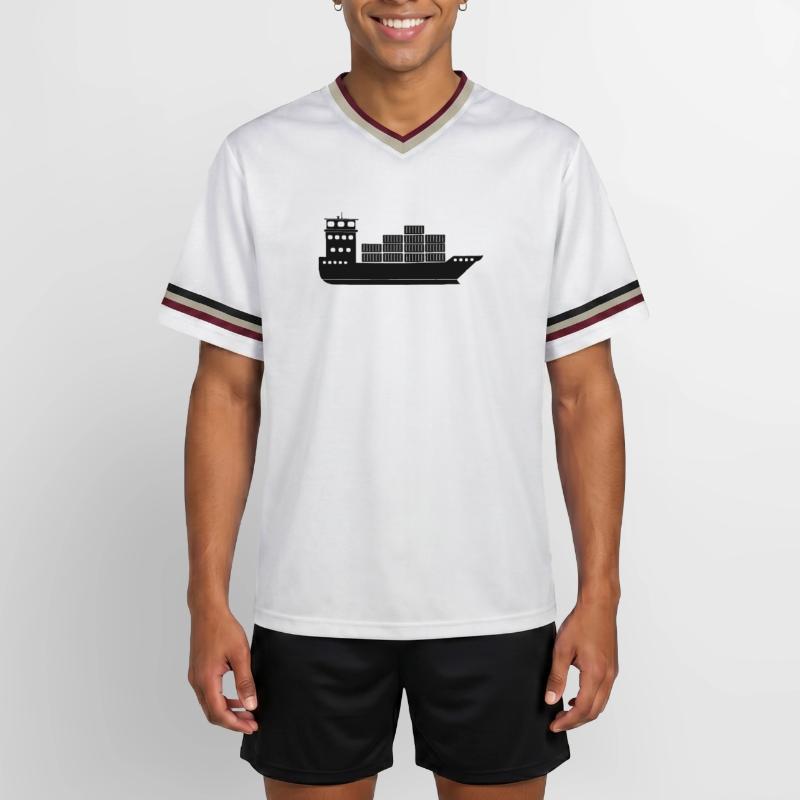Seecontainerschiff oder Boot mit Containern Unisex Football Style Mesh T-Shirt