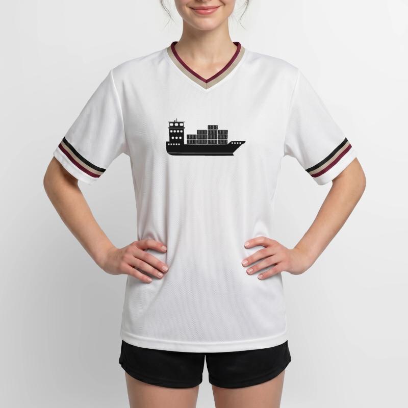 Seecontainerschiff oder Boot mit Containern Unisex Football Style Mesh T-Shirt