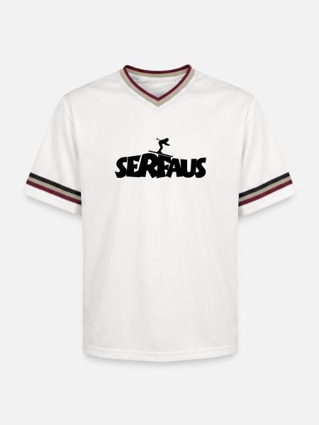 Serfaus Ski - Unisex Football Style Mesh T-Shirt - offwhite/burgundy