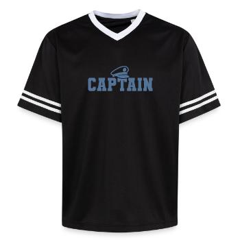 Captain Boating Sailor Sailing Nautical Boat - Unisex Football Style Mesh T-Shirt - offwhite/burgundy - Front - AI Model Male 178 light (178cm) & AI Model Male 178 dark (178cm)