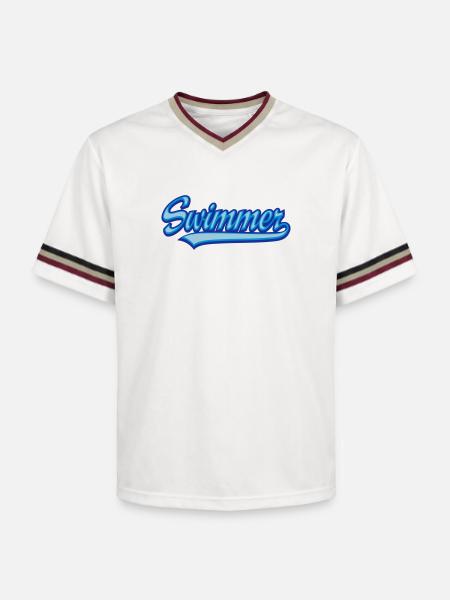Swimmer - Unisex Football Style Mesh T-Shirt - offwhite/burgundy