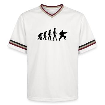 Jujutsu / Ju-jitsu / Jūjutsu / Kampfkünste / Kampf - Unisex Football Style Mesh T-Shirt - Offwhite/Bordeaux - Vorne - AI Model Male 178 light (178cm) & AI Model Male 178 dark (178cm)
