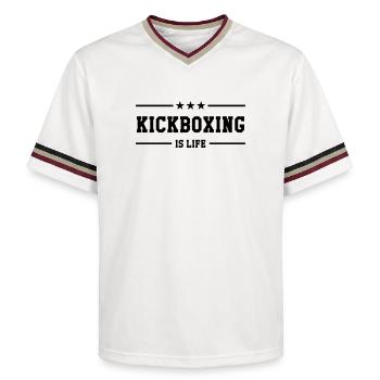 Kickboxing / Kickboxer / Kick Boxing / Kick Boxer - Unisex Football Style Mesh T-Shirt - offwhite/burgundy - Front - AI Model Male 178 light (178cm) & AI Model Male 178 dark (178cm)