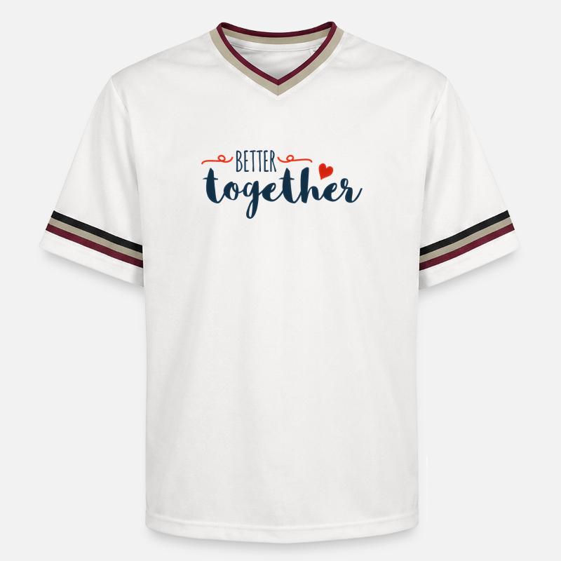 Better Together Script Heart - Unisex Football Style Mesh T-Shirt - offwhite/burgundy