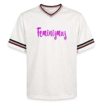 Feminismus - Unisex Football Style Mesh T-Shirt - Offwhite/Bordeaux - Vorne - AI Model Male 178 light (178cm) & AI Model Male 178 dark (178cm)