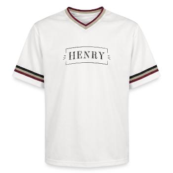 Henry - Unisex Football Style Mesh T-Shirt - offwhite/burgundy - Front - AI Model Male 178 light (178cm) & AI Model Male 178 dark (178cm)