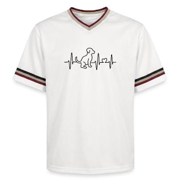 Dog Lines Heartbeat Pulse Symbol Dog Love - Unisex Football Style Mesh T-Shirt - offwhite/burgundy - Front - AI Model Male 178 light (178cm) & AI Model Male 178 dark (178cm)
