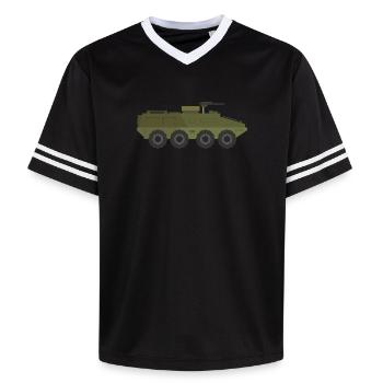 Military tank - Unisex Football Style Mesh T-Shirt - offwhite/burgundy - Front - AI Model Male 178 light (178cm) & AI Model Male 178 dark (178cm)