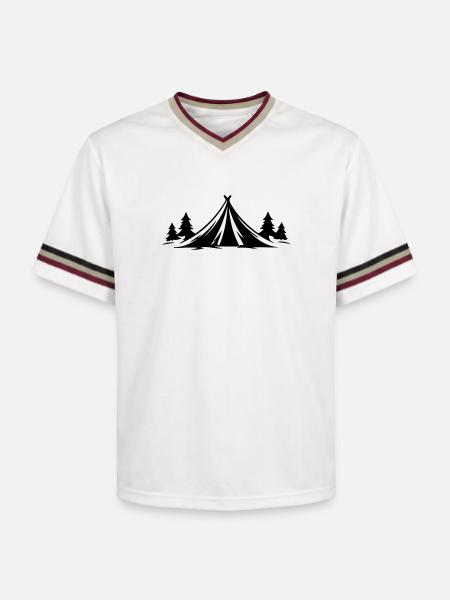Camping Tent Nature Icon - Unisex Football Style Mesh T-Shirt - offwhite/burgundy