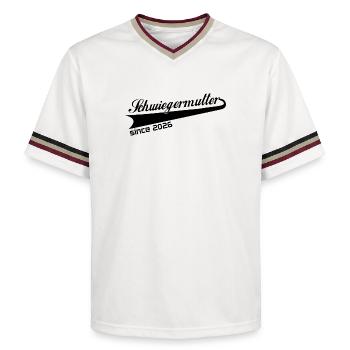 Mother-in-law 2026, best mother-in-law ever - Unisex Football Style Mesh T-Shirt - offwhite/burgundy - Front - AI Model Male 178 light (178cm) & AI Model Male 178 dark (178cm)