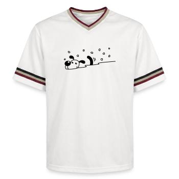 Cute dog in the snow - Unisex Football Style Mesh T-Shirt - offwhite/burgundy - Front - AI Model Male 178 light (178cm) & AI Model Male 178 dark (178cm)