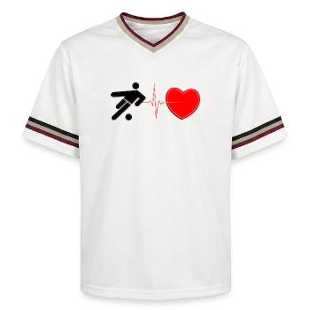 Soccer Heartbeat Lifeline – Football Passion Art - Unisex Football Style Mesh T-Shirt - offwhite/burgundy - Front - AI Model Male 178 light (178cm) & AI Model Male 178 dark (178cm)