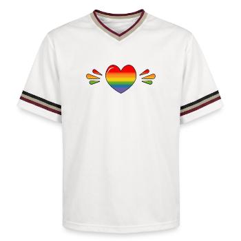Rainbow Sparkling heart - Unisex Football Style Mesh T-Shirt - Offwhite/Bordeaux - Vorne - AI Model Male 178 light (178cm) & AI Model Male 178 dark (178cm)