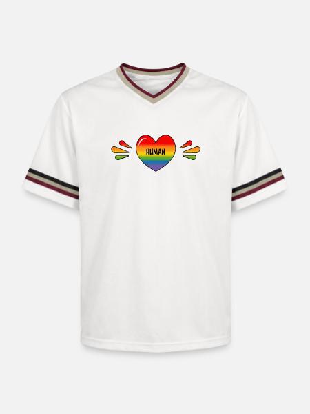 Rainbow Gay human - Unisex Football Style Mesh T-Shirt - offwhite/burgundy