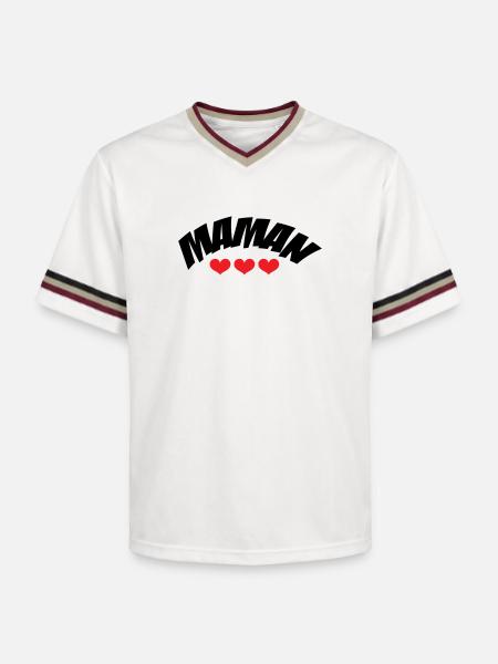Mom / Mother's Day - Unisex Football Style Mesh T-Shirt - offwhite/burgundy