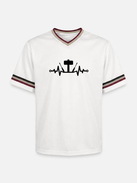 Tool Heartbeat – Hammer and Screwdriver - Unisex Football Style Mesh T-Shirt - offwhite/burgundy