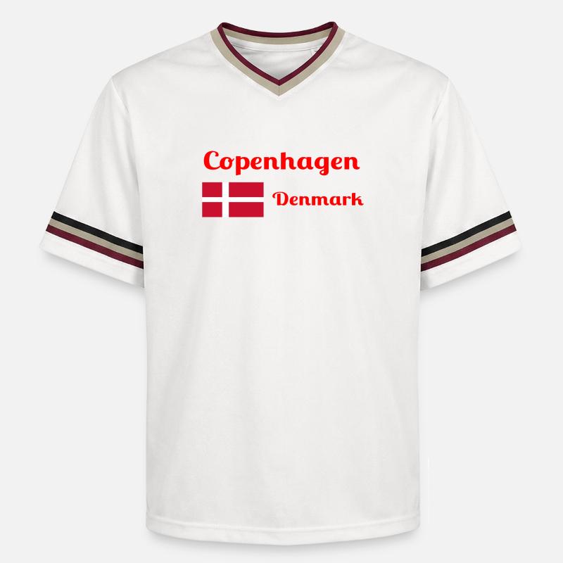 Copenhague, Danemark - Imprimés élégants - T-shirt de foot unisexe en mesh - blanc cassé/bordeaux