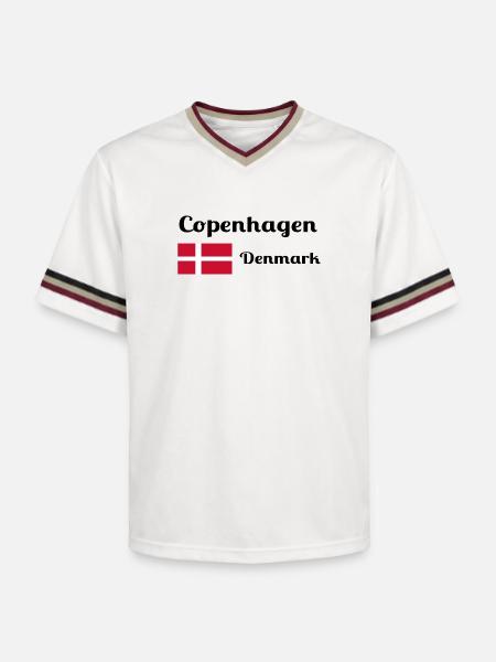 Copenhagen Denmark - Stilfulde prints - Unisex fodbold-T-shirt i mesh - offwhite/bordeaux
