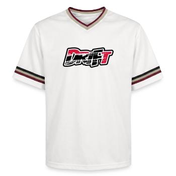 Drift Motorsport - Unisex Football Style Mesh T-Shirt - offwhite/burgundy - Front - AI Model Male 178 light (178cm) & AI Model Male 178 dark (178cm)