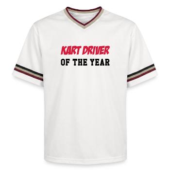 Karting / Kart / Go-Kart / Sport / Driver - Unisex Football Style Mesh T-Shirt - offwhite/burgundy - Front - AI Model Male 178 light (178cm) & AI Model Male 178 dark (178cm)