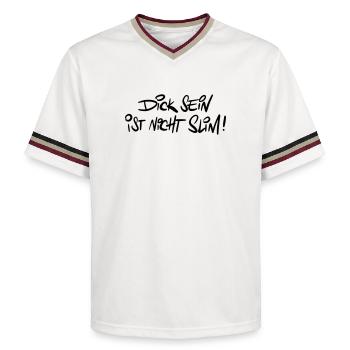 Dicksein Humor Saying Pun - Unisex Football Style Mesh T-Shirt - offwhite/burgundy - Front - AI Model Male 178 light (178cm) & AI Model Male 178 dark (178cm)