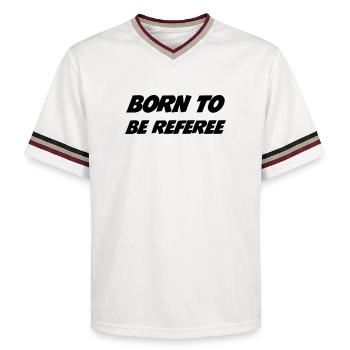 Referee - Schiedsrichter Arbitre - Sport - Match - Unisex Football Style Mesh T-Shirt - Offwhite/Bordeaux - Vorne - AI Model Male 178 light (178cm) & AI Model Male 178 dark (178cm)