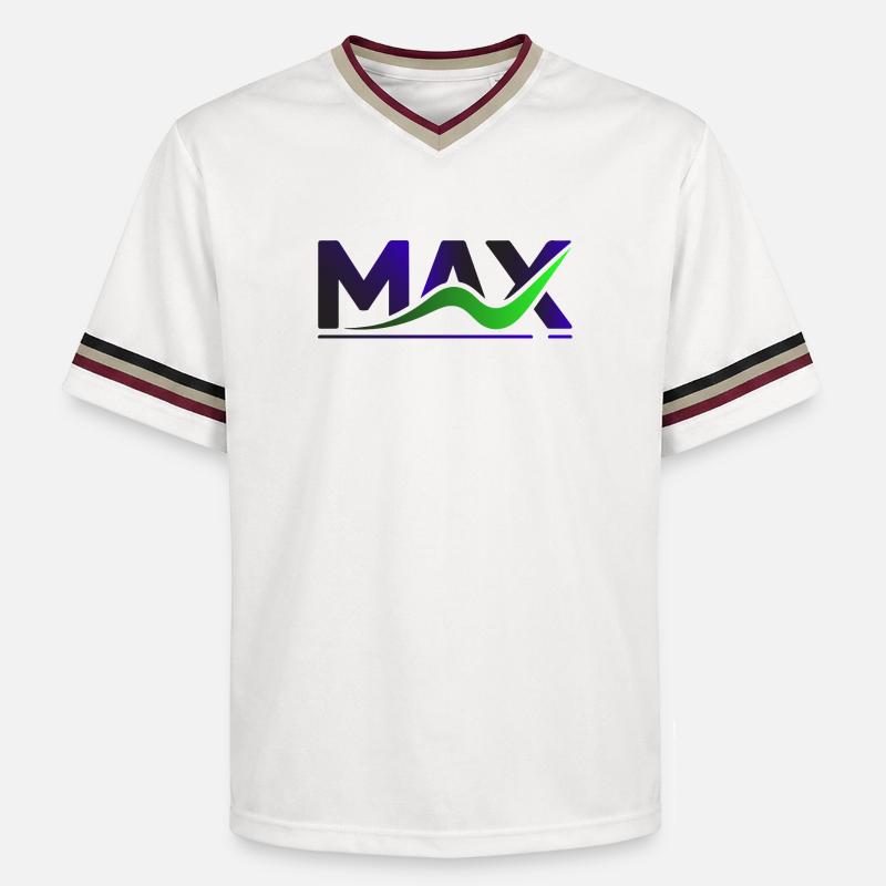 MAX Wave Gradient Logo Tee - Unisex Football Style Mesh T-Shirt - Offwhite/Bordeaux