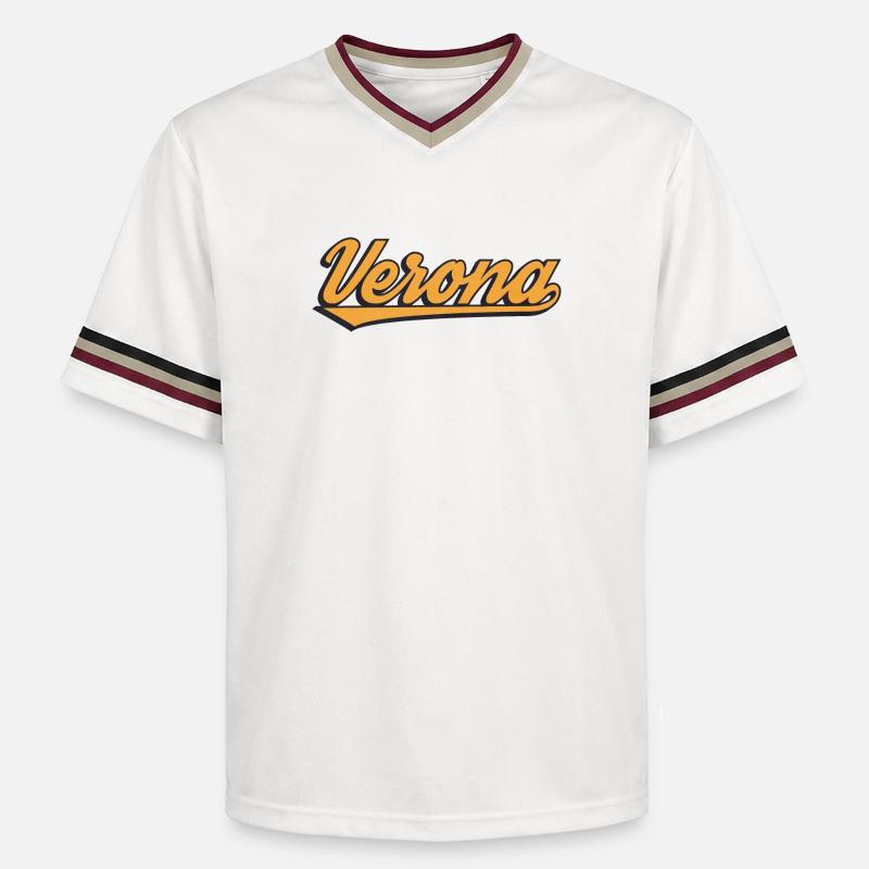 Logo rétro script de Vérone - Unisex Football Style Mesh T-Shirt - blanc cassé/bordeaux