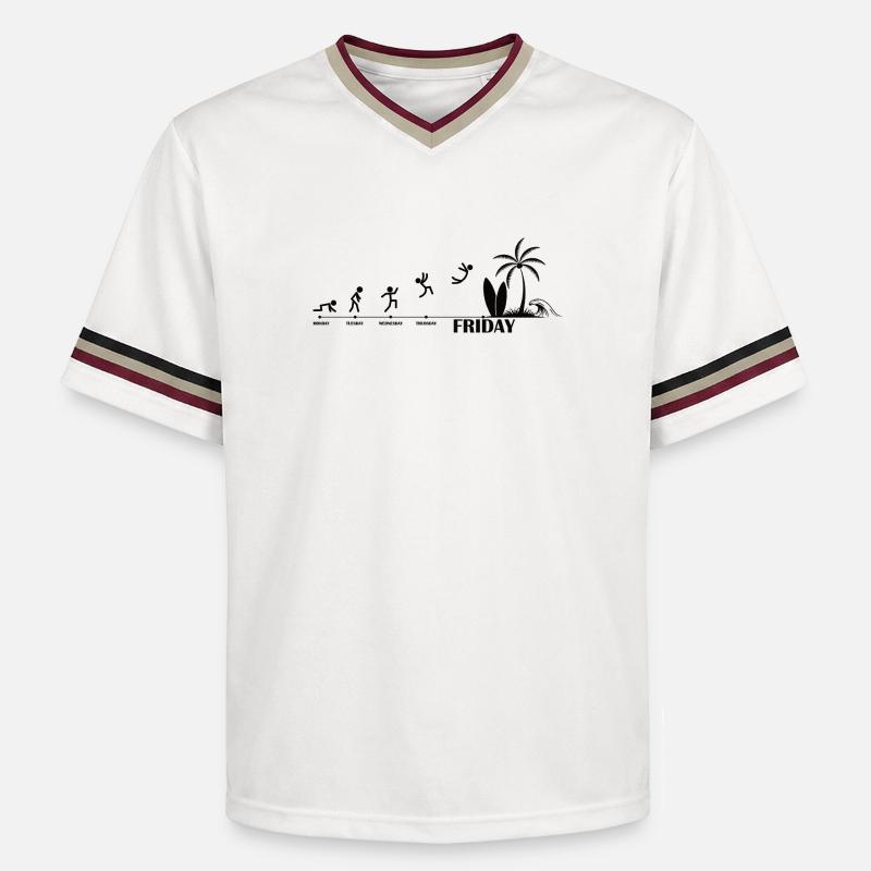 Enfin, Friday Beach Evolution - Unisex Football Style Mesh T-Shirt - blanc cassé/bordeaux