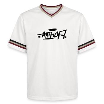 Graffiti Tag HipHop Simple 01 1C - Unisex Football Style Mesh T-Shirt - Offwhite/Bordeaux - Vorne - AI Model Male 178 light (178cm) & AI Model Male 178 dark (178cm)