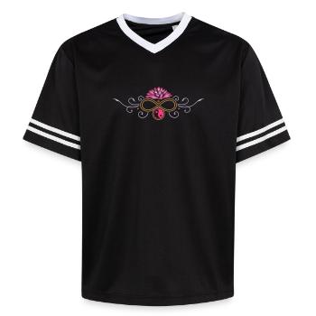 Ornement de lotus avec symbole yin et yang - T-shirt de foot unisexe en mesh - noir/blanc - Devant - AI Model Female 172 light (172cm) & AI Model Male 185 light (185cm)