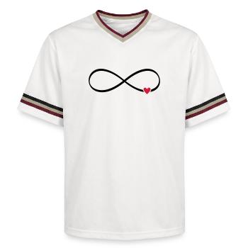Unendlichkeits Zeichen unendlich Herz Liebe - Unisex Football Style Mesh T-Shirt - Offwhite/Bordeaux - Vorne - AI Model Male 178 light (178cm) & AI Model Male 178 dark (178cm)