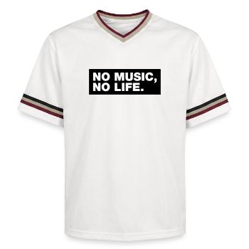 No Music No Life - Unisex Football Style Mesh T-Shirt - offwhite/burgundy - Front - AI Model Male 178 light (178cm) & AI Model Male 178 dark (178cm)