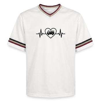 Cœur de camion de pompiers - T-shirt de foot unisexe en mesh - blanc cassé/bordeaux - Devant - AI Model Male 178 light (178cm) & AI Model Male 178 dark (178cm)