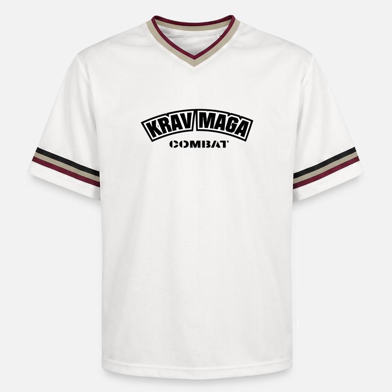 KravMaga Combat - T-shirt de foot unisexe en mesh - blanc cassé/bordeaux