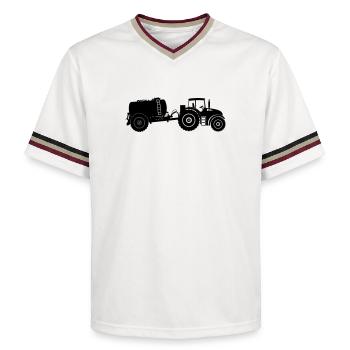 Tractor with vulture tank - Unisex Football Style Mesh T-Shirt - offwhite/burgundy - Front - AI Model Male 178 light (178cm) & AI Model Male 178 dark (178cm)