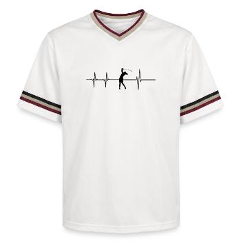 Golfer on Beat - Unisex Football Style Mesh T-Shirt - offwhite/burgundy - Front - AI Model Male 178 light (178cm) & AI Model Male 178 dark (178cm)