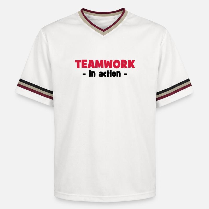 Travail d’équipe en action - T-shirt de foot unisexe en mesh - blanc cassé/bordeaux