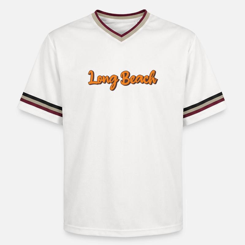 Script rétro de Long Beach - T-shirt de foot unisexe en mesh - blanc cassé/bordeaux