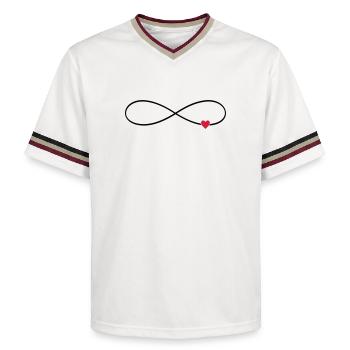 Unendlichkeitszeichen Herz unendliche Liebe - Unisex Football Style Mesh T-Shirt - Offwhite/Bordeaux - Vorne - AI Model Male 178 light (178cm) & AI Model Male 178 dark (178cm)