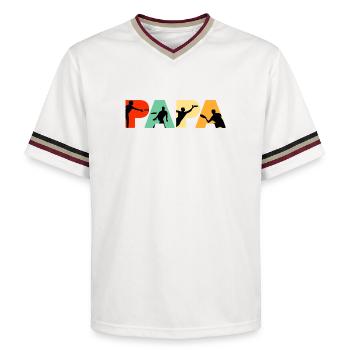 Papa Frisbee Player Ultimate Flying Disc Dad - Unisex Football Style Mesh T-Shirt - Offwhite/Bordeaux - Vorne - AI Model Male 178 light (178cm) & AI Model Male 178 dark (178cm)