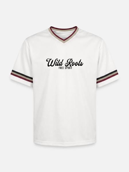 Wild Roots Free Spirit - Unisex Football Style Mesh T-Shirt - Offwhite/Bordeaux