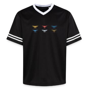 Vintage Drone Pilot - Unisex Football Style Mesh T-Shirt - offwhite/burgundy - Front - AI Model Male 178 light (178cm) & AI Model Male 178 dark (178cm)