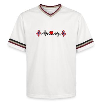 Drapeau cardio de fréquence cardiaque Norvège - T-shirt de foot unisexe en mesh - blanc cassé/bordeaux - Devant - AI Model Male 178 light (178cm) & AI Model Male 178 dark (178cm)